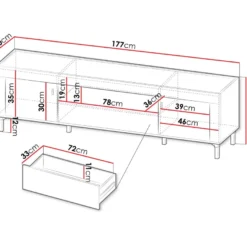 TV-taso Nomla 2D1S MOSSA MO8, leveys 177cm