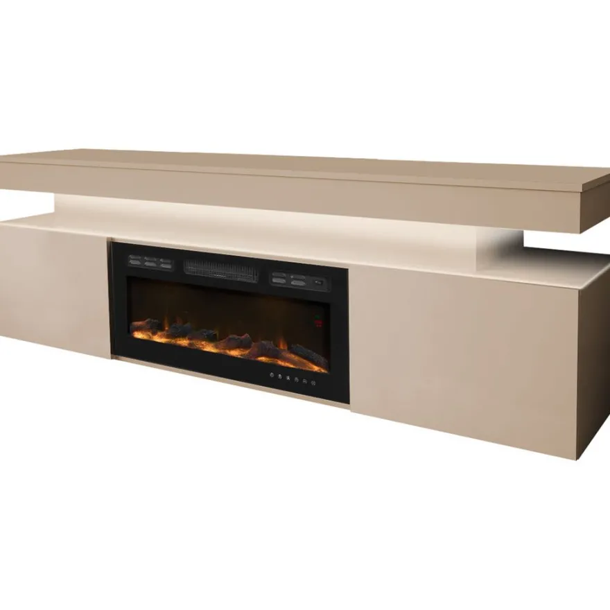 TV-taso Nomla EF 2D GLOSSA 10, LED-valaistuksella, sähkötakalla, leveys 190cm, beige