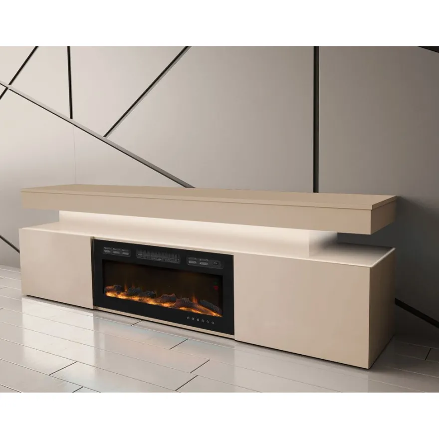 TV-taso Nomla EF 2D GLOSSA 10, LED-valaistuksella, sähkötakalla, leveys 190cm, beige