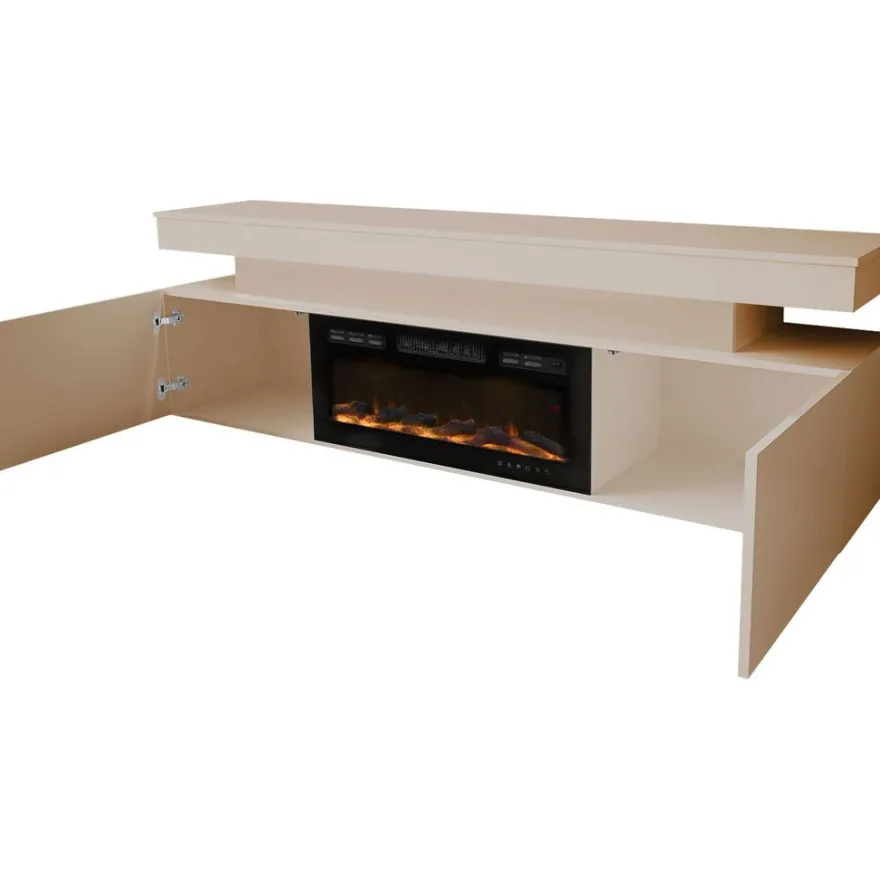TV-taso Nomla EF 2D GLOSSA 10, LED-valaistuksella, sähkötakalla, leveys 190cm, beige