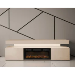 TV-taso Nomla EF 2D GLOSSA 10, LED-valaistuksella, sähkötakalla, leveys 190cm, beige