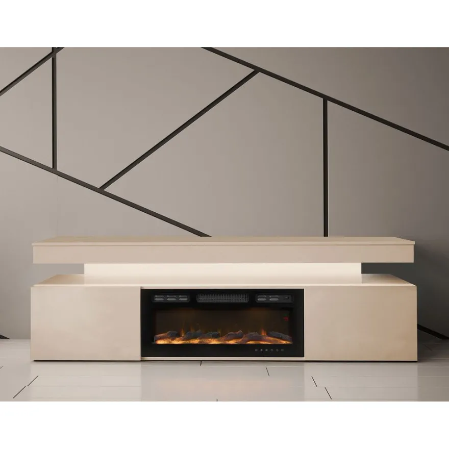 TV-taso Nomla EF 2D GLOSSA 10, LED-valaistuksella, sähkötakalla, leveys 190cm, beige