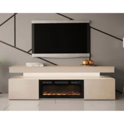 TV-taso Nomla EF 2D GLOSSA 10, LED-valaistuksella, sähkötakalla, leveys 190cm, beige