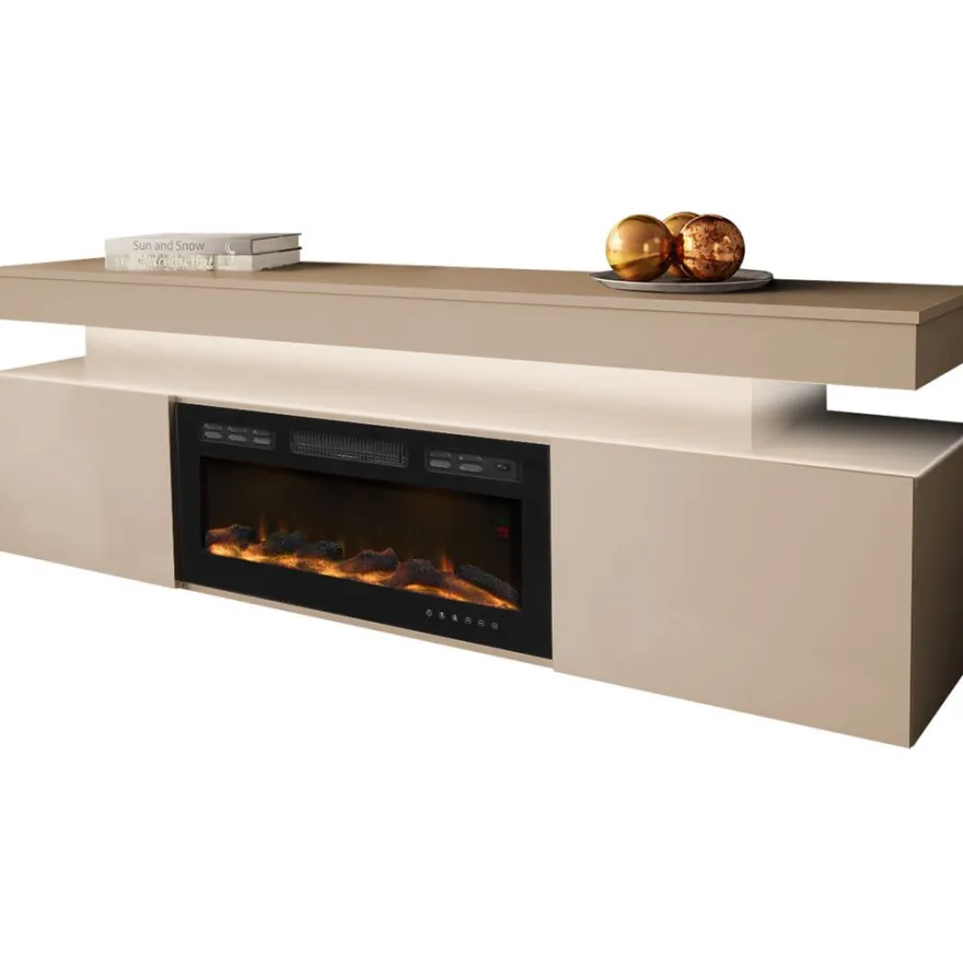 TV-taso Nomla EF 2D GLOSSA 10, LED-valaistuksella, sähkötakalla, leveys 190cm, beige