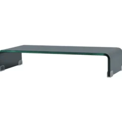 Tv-taso/näyttöteline musta lasi 60x25x11 cm