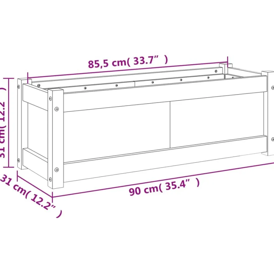 Ulkokukkalaatikko vahanruskea 90x31x31 cm, mänty