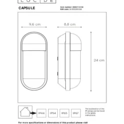 Ulkoseinävalaisin Lucide Capsule, eri värejä
