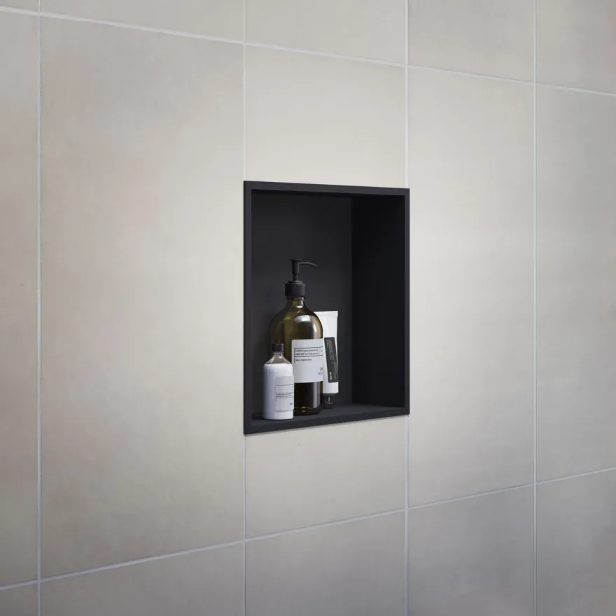 Upotettava hylly Smedbo Sideline DB5022, 30x30cm, musta alumiini