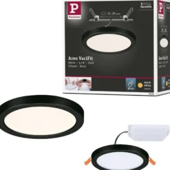 Upotettava LED-paneeli Paulmann VariFit Areo, IP44, Ø118mm, 6.5W, 3000K, musta