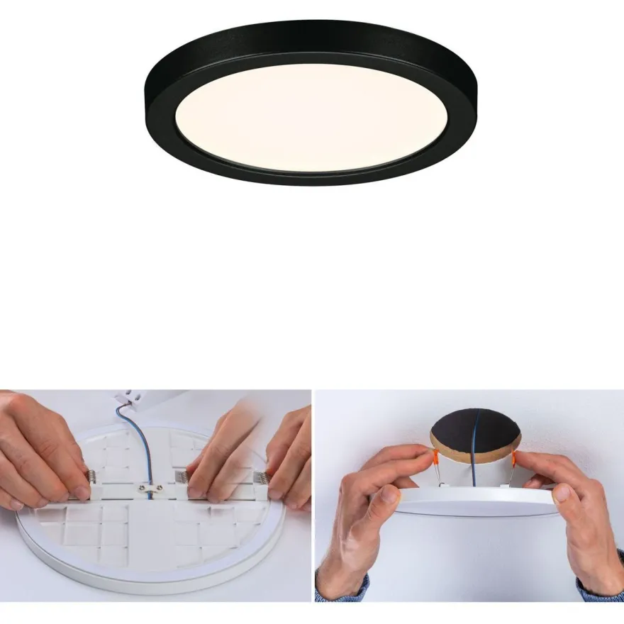 Upotettava LED-paneeli Paulmann VariFit Areo, IP44, Ø118mm, 6.5W, 3000K, musta