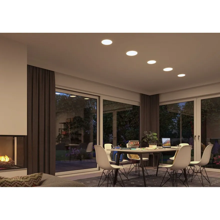 Upotettava LED-paneeli Paulmann Veluna, IP44, Ø12.5cm, 8.5W, 4000K, satiini