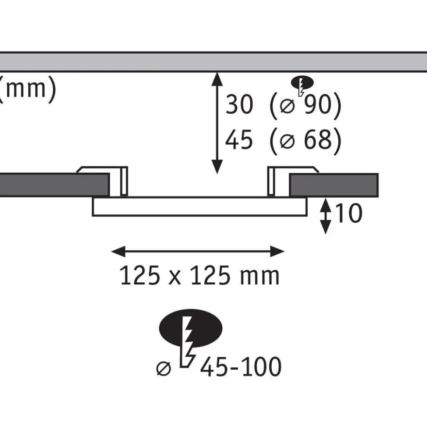 Upotettava LED-paneeli Paulmann Veluna, IP44, Ø12.5cm, 8.5W, 4000K, satiini
