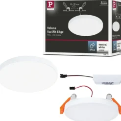 Upotettava LED-paneeli Paulmann VariFit Veluna Edge, IP44, Ø9cm, 6W, 4000K, valkoinen
