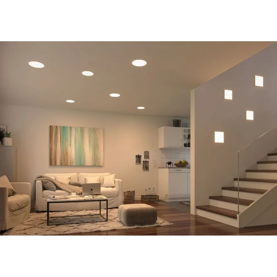 Upotettava LED-paneeli Paulmann VariFit Veluna, IP44, 18.5x18.5cm, 17W, 3000K, himmennettävä, satiini