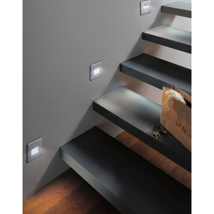 Upotettava LED-seinävalaisin Paulmann Edge Quadro 80x42mm 1.2W 25lm 2700K liiketunnistin
