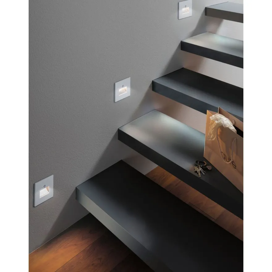 Upotettava LED-seinävalaisin Paulmann Edge Quadro 80x42mm 1.2W 25lm 2700K liiketunnistin