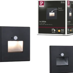 Upotettava LED-seinävalaisin Paulmann Edge Quadro 80x42mm 1.2W 25lm 2700K liiketunnistin