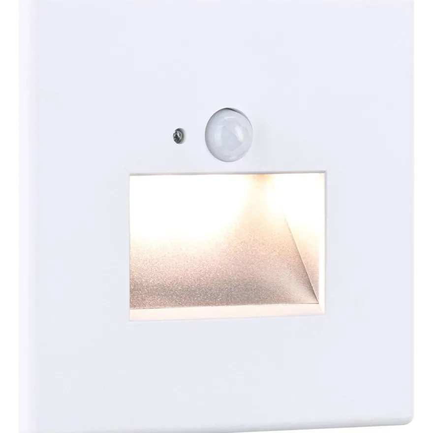 Upotettava LED-seinävalaisin Paulmann Edge Quadro 80x42mm 1.2W 25lm 2700K liiketunnistin