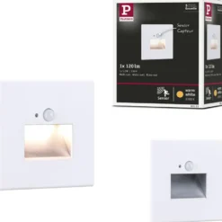 Upotettava LED-seinävalaisin Paulmann Edge Quadro 80x42mm 1.2W 25lm 2700K liiketunnistin