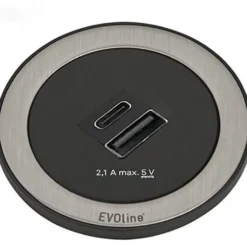 USB-latauslaite Savo Evoline ONE, USB-A ja -C, musta/valkoinen/rst