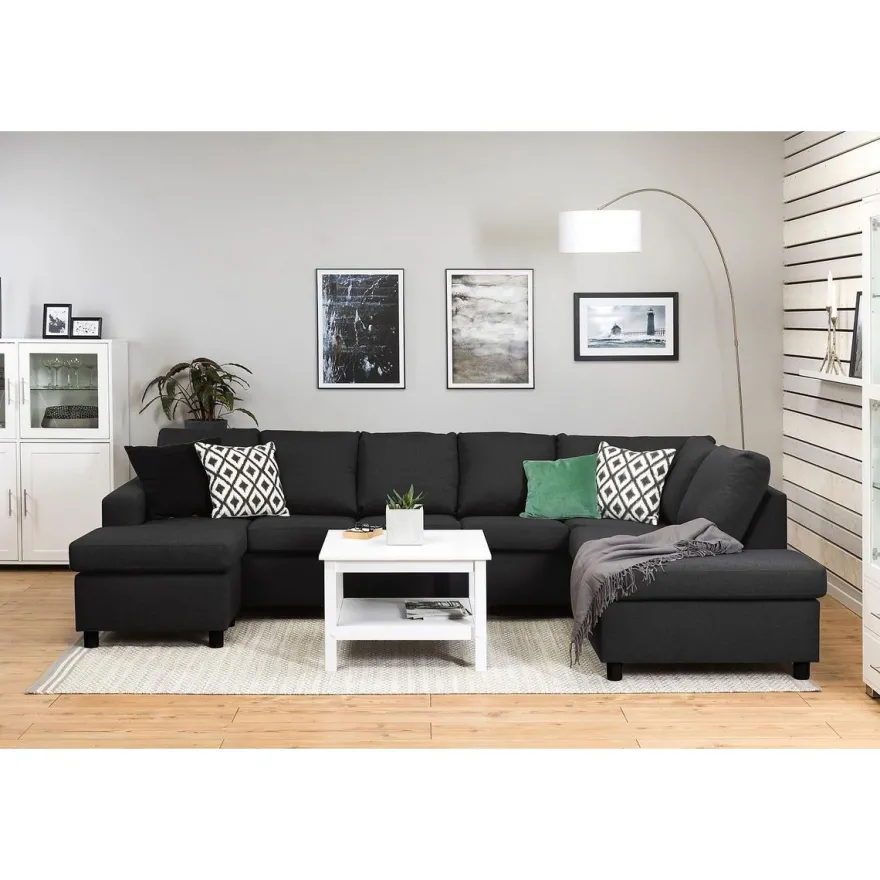 U-sohva Scandinavian Choice Crazy XL 4+1 ist oikea korkeat pyöreät jalat antrasiitti/musta