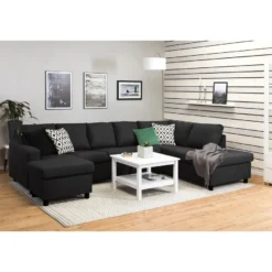 U-sohva Scandinavian Choice Crazy XL 4+1 ist oikea korkeat pyöreät jalat antrasiitti/musta