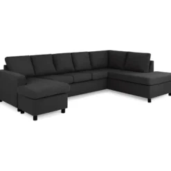U-sohva Scandinavian Choice Crazy XL 4+1 ist oikea korkeat pyöreät jalat antrasiitti/musta