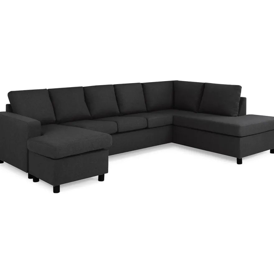 U-sohva Scandinavian Choice Crazy XL 4+1 ist oikea korkeat pyöreät jalat antrasiitti/musta