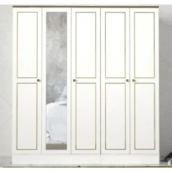 Vaatekaappi Linento Furniture Ravenna 5, valkoinen, 175cm