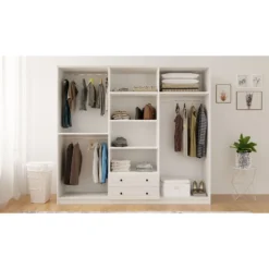 Vaatekaappi Linento Furniture Rb-064, 210x184cm, mattavalkoinen