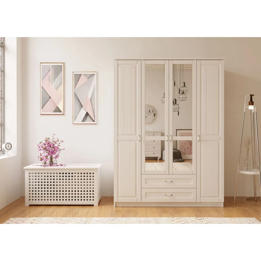 Vaatekaappi Linento Furniture Rb-121-01, 140x210cm, mattavalkoinen