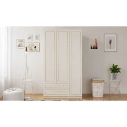 Vaatekaappi Linento Furniture Rb-076, 105x182cm, mattavalkoinen
