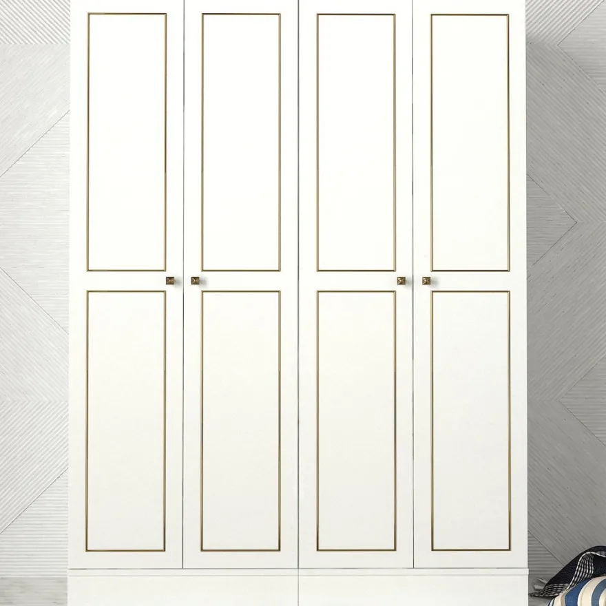 Vaatekaappi Linento Furniture Ravenna 4, valkoinen, 140cm