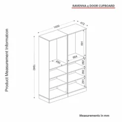 Vaatekaappi Linento Furniture Ravenna 4, valkoinen, 140cm