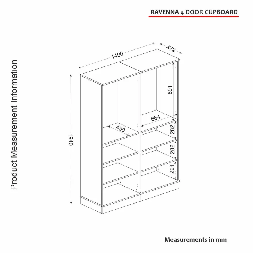 Vaatekaappi Linento Furniture Ravenna 4, valkoinen, 140cm