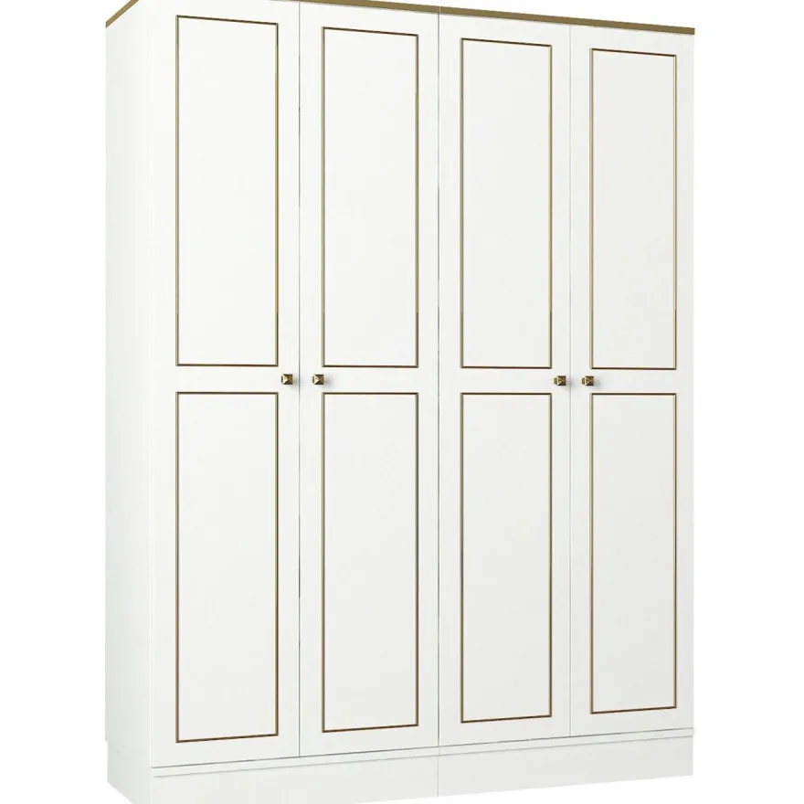 Vaatekaappi Linento Furniture Ravenna 4, valkoinen, 140cm