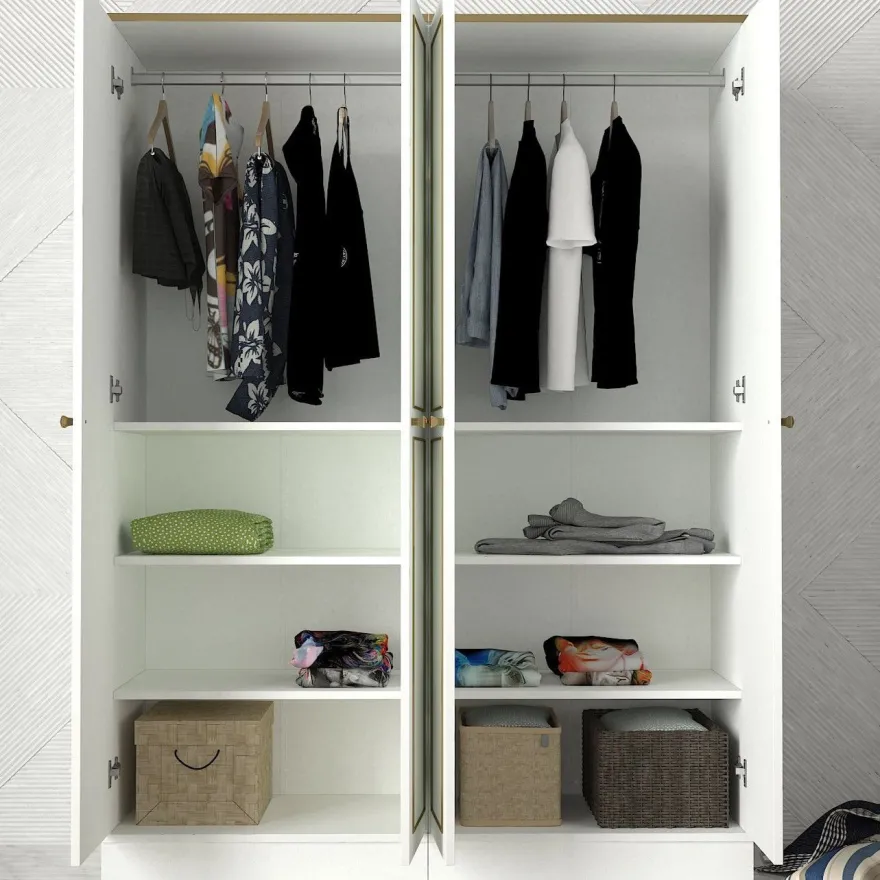 Vaatekaappi Linento Furniture Ravenna 4, valkoinen, 140cm