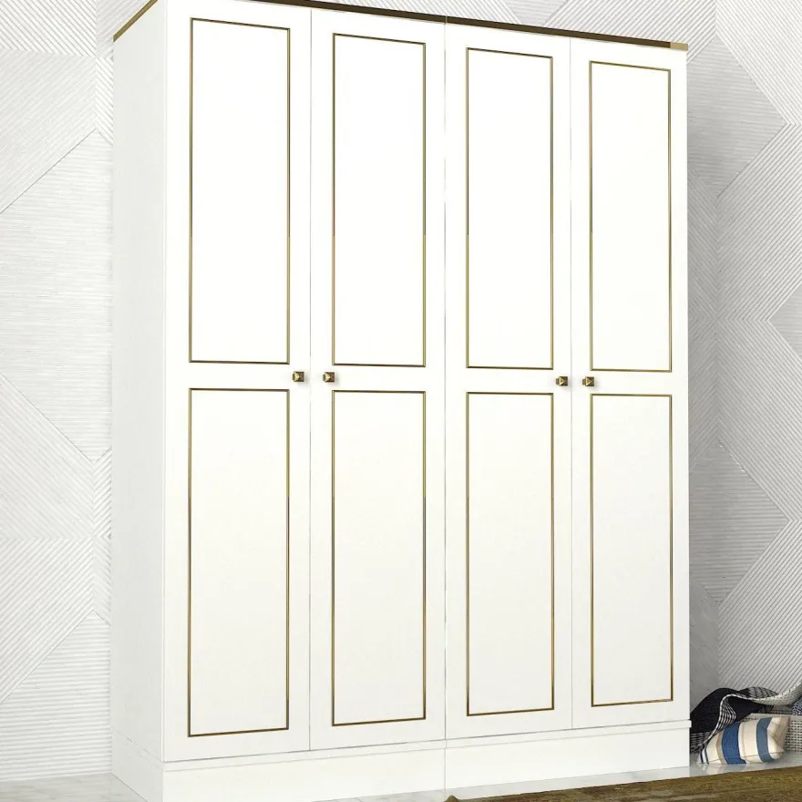 Vaatekaappi Linento Furniture Ravenna 4, valkoinen, 140cm