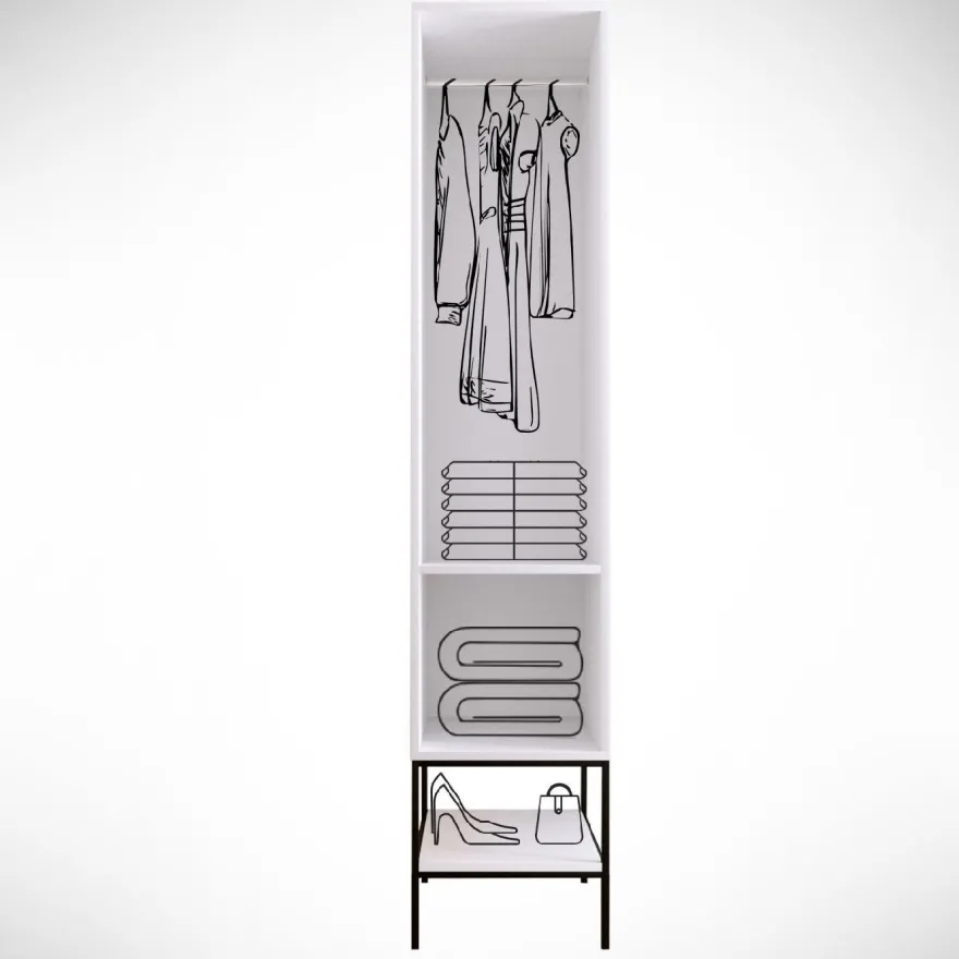 Vaatekaappi Linento Furniture Martin 1, 42cm, valkoinen