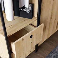 Vaatekaappi Linento Furniture Okan L600, 200cm, tammi/musta
