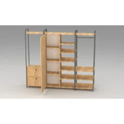 Vaatekaappi Linento Furniture Okan L600, 200cm, tammi/musta