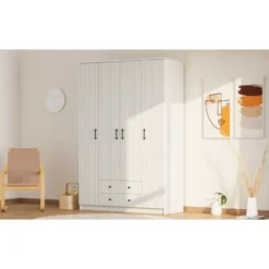 Vaatekaappi Linento Furniture Rb-185-03, 140x210cm, mattavalkoinen