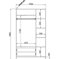Vaatekaappi Linento Furniture Rb-186, 105x182cm, mattavalkoinen