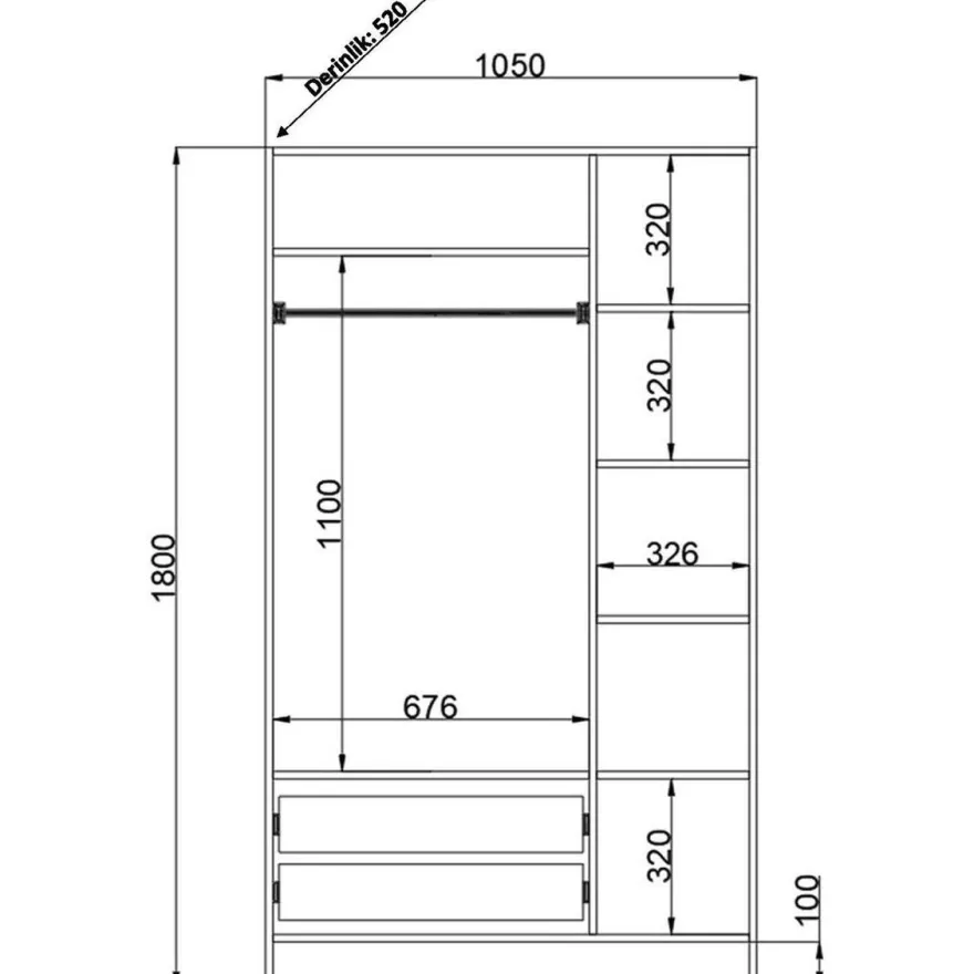 Vaatekaappi Linento Furniture Rb-186, 105x182cm, mattavalkoinen