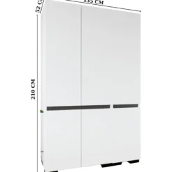 Vaatekaappi Linento Furniture Floransa 135, 135x210cm, valkoinen/antrasiitti