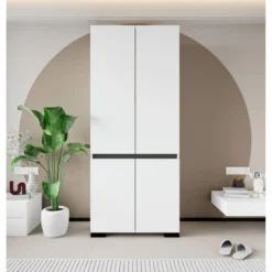 Vaatekaappi Linento Furniture Floransa 90, 90x210cm, valkoinen/antrasiitti