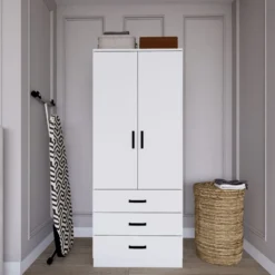 Vaatekaappi Linento Furniture Easy 58, mattavalkoinen