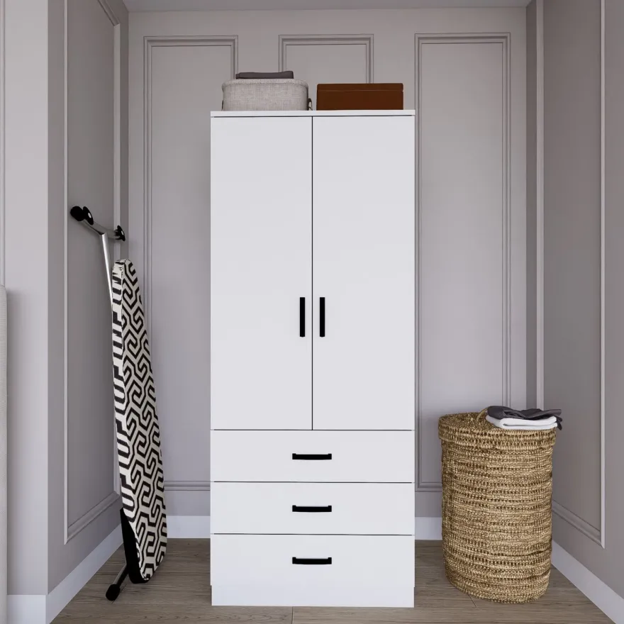 Vaatekaappi Linento Furniture Easy 58, mattavalkoinen