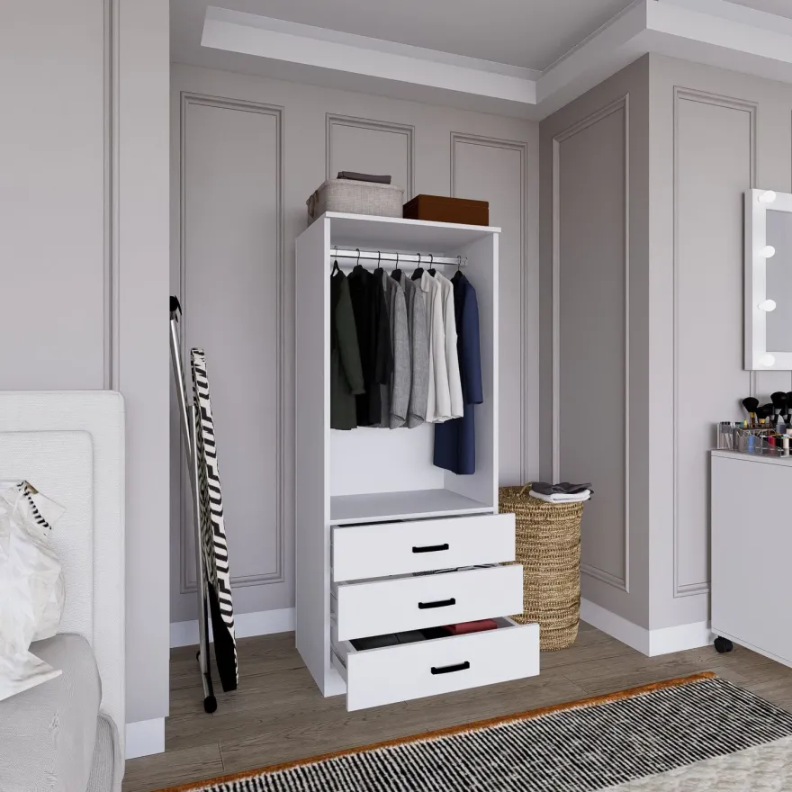 Vaatekaappi Linento Furniture Easy 58, mattavalkoinen