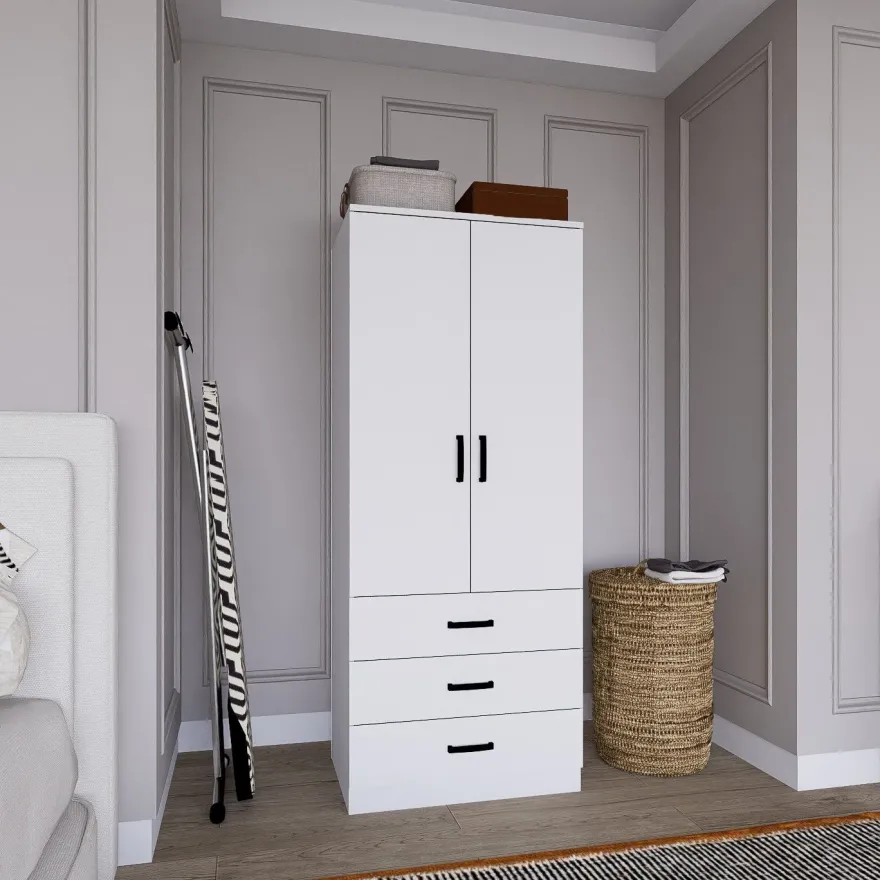 Vaatekaappi Linento Furniture Easy 58, mattavalkoinen